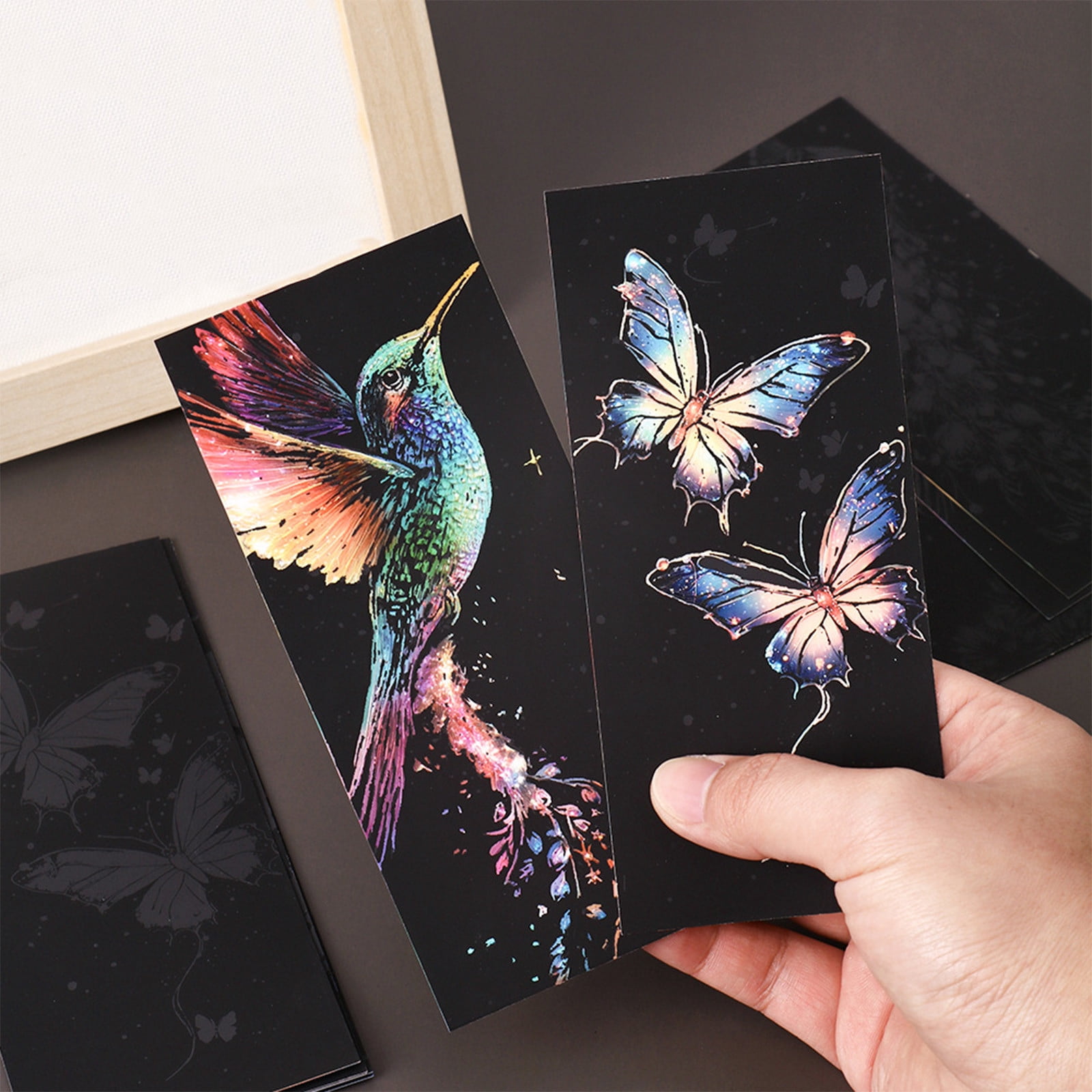 YiJuHui 24pcs Scratch Art for Adults -Glow in The Dark Scratch Craft Kit (12 Sheets) DIY Foil Engraving Art Set Stress Relief Gift for Craft Lovers Creative Scratch Art Home Decor