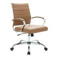 thumbnail image 3 of Benmar Mid-Back Office Chair in Brown Leather Upholstery with Swivel, Tilt, and Chrome Base, Modern Desk Seating for Home Office or Conference Room, 3 of 12