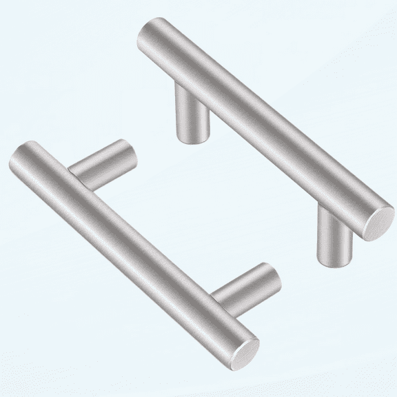 6 Pack Cabinet Pulls Brushed Nickel Finish Kitchen Cabinet Hardware, 2-1/2 Hole Center Modern Cabinet Handles for Dresser Drawer Kitchen Cupboard, Stainless Steel
