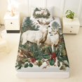 thumbnail image 3 of Castle Fairy Vintage Floral Deer Twin Sheets 3pcs,Merry Christmas Flowers Animal Bedding,Off White Green,1 Fitted Sheet, 1 Flat Sheet and 1 Pillowcase, 3 of 6