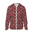 thumbnail image 1 of Balery Red Floral Sudadera ligera de manga larga con capucha y protección solar UPF 50+ para hombre y mujer, ideal para pesca y running-XX-Large, 1 of 7