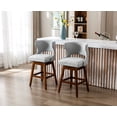 thumbnail image 2 of Guyou 26" Swivel Bar Stool Set of 2, Farmhouse Linen Upholstered Counter Height Bar Stools with Wooden Legs and Open Back for Kitchen Island Restaurant Home Bar Bistro, Grey, 2 of 11