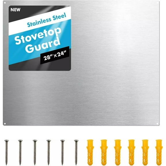 304 Stainless Steel Stove Backsplash, Reversible Flat Metal Guard Range Hood
