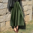 thumbnail image 2 of Women's Velvet Pleated Skirt - High Waist, Hips-Wrapped Design, Stretchy Fabric for All Seasons (S-XXL), 2 of 4