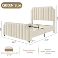 thumbnail image 2 of Queen Size Velvet Upholstered Bed Frame with Headboard&Footboard,Platform Bed Frame with Nailhead Trim,Sturdy Wooden Slats, Silent&No Box Spring Needed,Easy to Assemble,Cream, 2 of 9