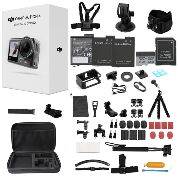 Cámara de acción DJI Osmo Action 4 con kit de accesorios de 50 piezas y 2 baterías