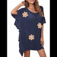 thumbnail image 3 of Traje de Baño de Playa Holgado y con Volantes de Color Liso para Mujer Azul Talla Única, 3 of 8