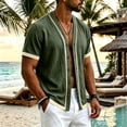 thumbnail image 2 of Sewkxo Men's Linen Shirts Short Sleeve Casual Shirts Button Down Shirt for Men Beach Summer Shirt,Army Green M, 2 of 8