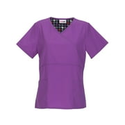 Women's Fashion Essentials Mock Wrap Scrub Top With Contrast Binding