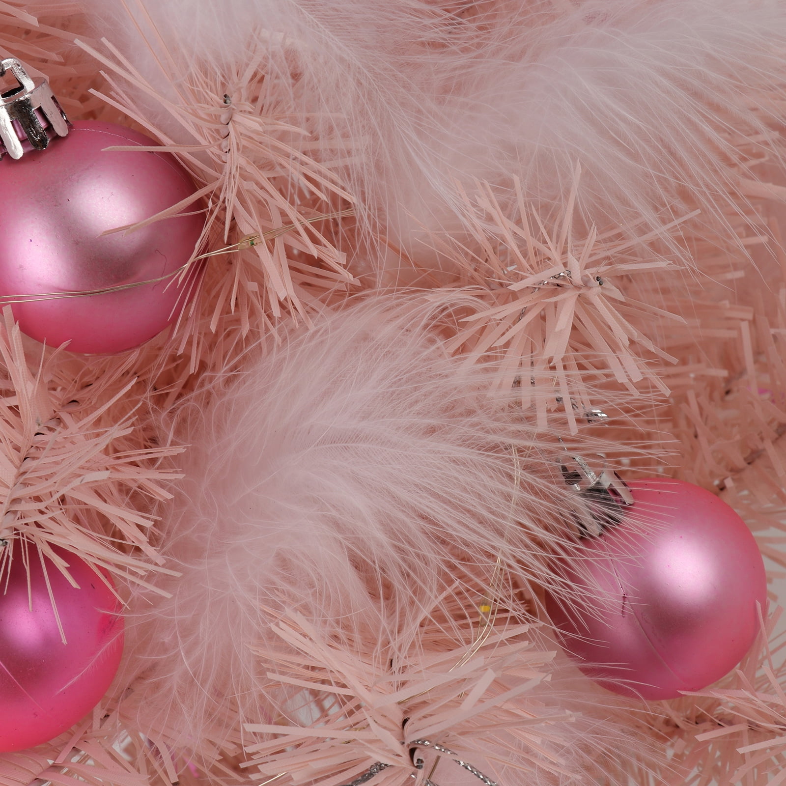 Pink Feather Christmas Tree with Shiny Ball Decoration Desktop Glitter Deer  Mini Light String Holiday Dress Up Decorations - AliExpress
