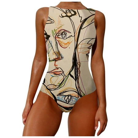 

Straps Piece Abstract Women Backless Wide High Print Neck One Swimwear Swimwears Tankinis Set Sports Bra Swimsuits for Women