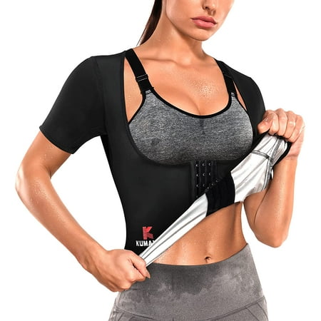 

Junlan Sauna Suit for Women Sweat Vest Waist Trainer Corset Slimming Body Shaper Shirt Jacket Workout Top