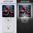 thumbnail image 2 of Octopus LED Square Night Lights - Energy Efficient Plug-in Wall Lamp with Auto Sensor, Soft Glow Illumination - for Bedroom, Nursery, Bathroom - Set of 2, White, 2 of 6