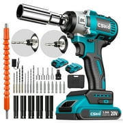 Cordless Impact Wrench 1/2", 20V Powerful Brushless Motor w/ 2-Mode Speed, Power Impact Wrench W/ 5 Sockets,8 Drill,8 Screws, Max Torque 280 ft-lbs (380N.m), Includes 2 x 3.0A Batteries for Home Car