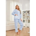 thumbnail image 4 of U2SKIIN Womens Fleece Cute Pajama Set, Soft Warm Pjs for Women 2 Piece Fluffy Sleepwear Plush Pajamas Button Down（Light Blue，L）, 4 of 5