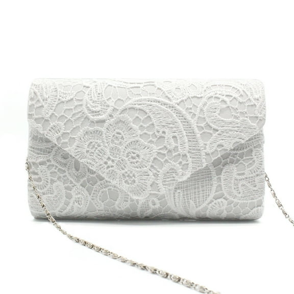 Women's Elegant Floral Lace Evening Clutch Envelope Prom Handbag Wedding Purse