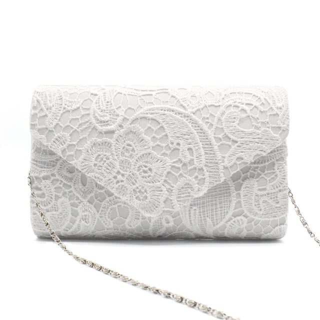 Bolso de mano elegante de encaje floral para mujer, ideal para fiestas, graduaciones y bodas.