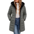 thumbnail image 2 of Qiggri Women's Hooded Puffer Coat Fleece Lined Full Zip Long Sleeve Outerwear Coat With Pockets for Winter Comfy Smart Casual Office Casual Outdoor M, 2 of 7