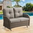 thumbnail image 2 of Giantfurnni Outdoor Glider Loveseat Sofa Wicker Rattan Glider Sofa,Patio 2 Seater Wicker Sofa with Thicking Back & Seat Cushions for Garden Balcony Backyard, 2 of 7