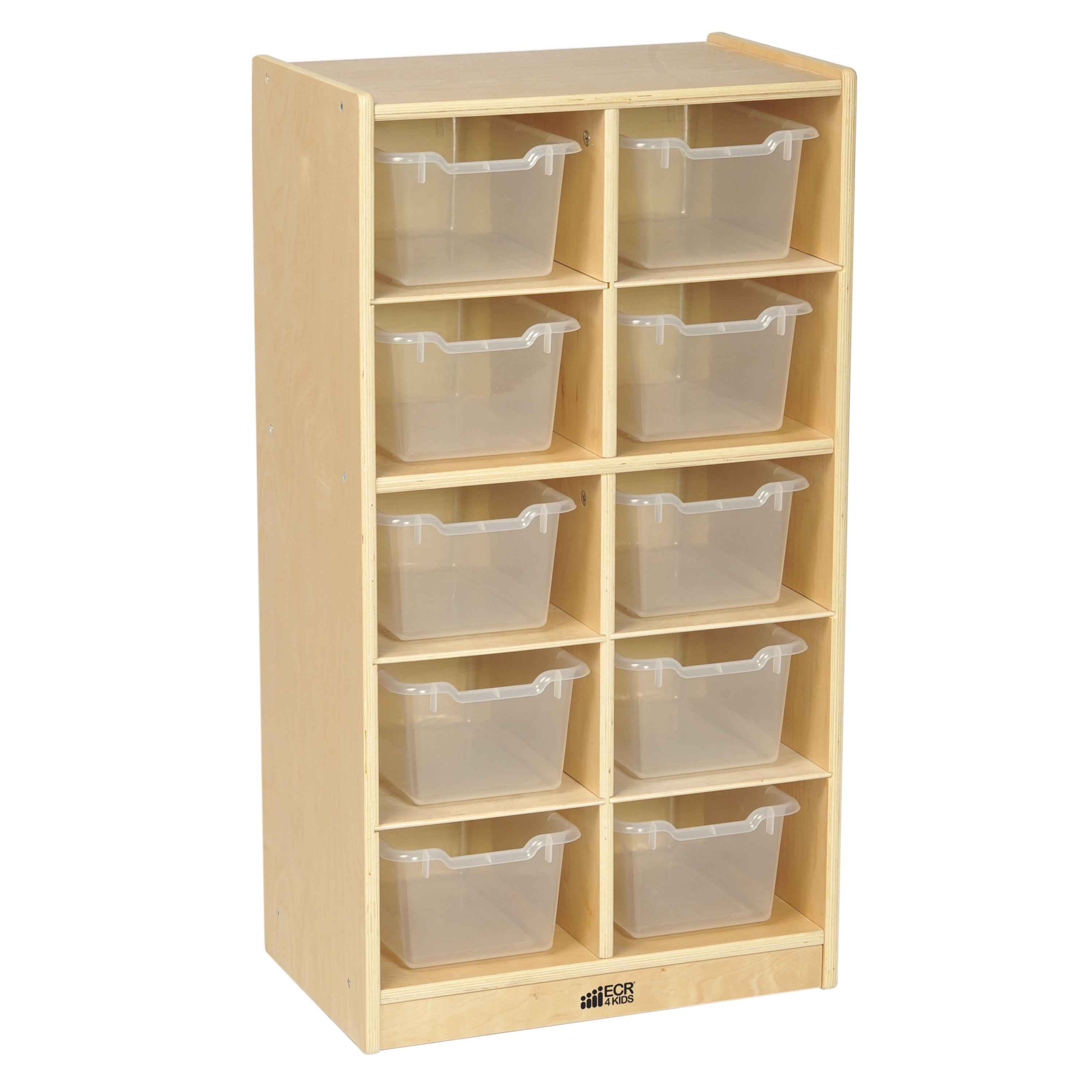 Birch 10 Cubby Tray with Clear Bins