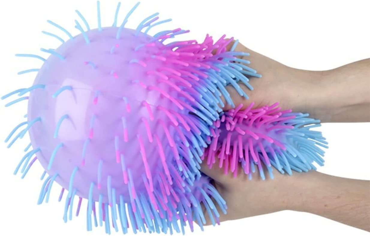 1 Random Color Shaggy Mop Dog Large 8 inch Puffer Ball - Sensory Therapy Fidget Stress Balls - OT Autism SPD