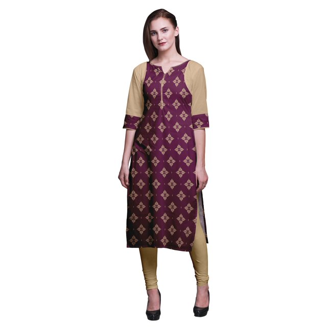Bimba Kurti Longue Robe en Coton Imprimé Tunique Droite pour Femmes Haut Indien-Petit