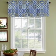 thumbnail image 3 of 2 Pack Valances for Window, Vintage Boho Short Curtains for Kitchen Bedroom Living Room, Middle Century Bohemia Style Patchwork Blue Rod Pocket Small Window Treatment Valance Drapes 42 x 18 Inch, 3 of 8