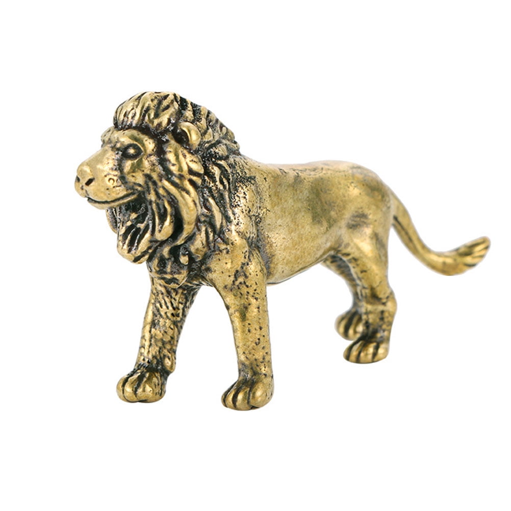 Hemoton Vintage Brass Lion Figurine Brass Lion Ornament Lifelike Lion
