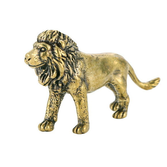 Hemoton Vintage Brass Lion Figurine Brass Lion Ornament Lifelike Lion Statue Office Decor