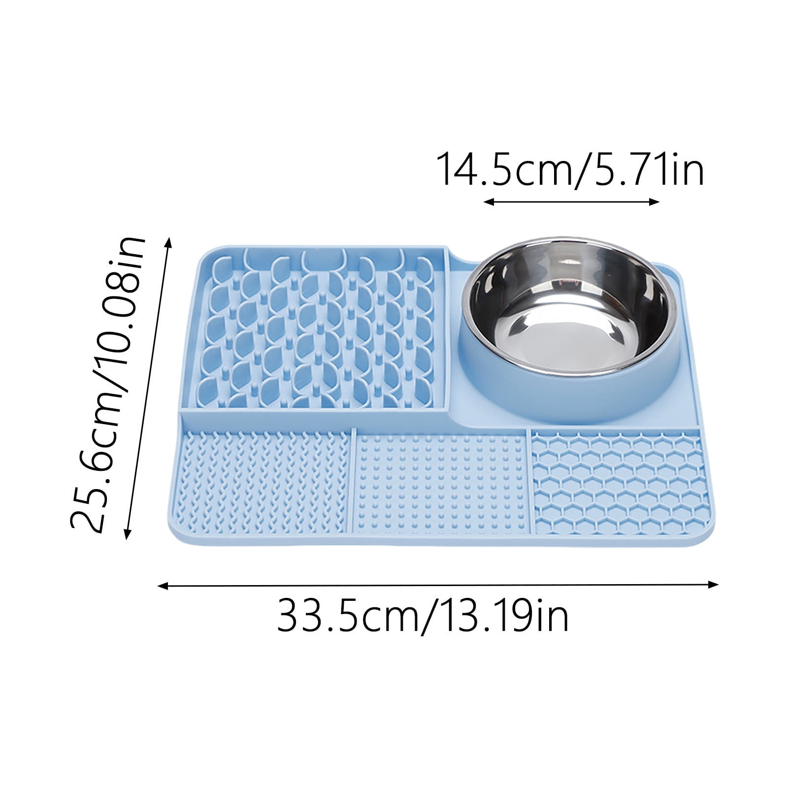 Licking Pad 5âInâ1 Silicone Slow Feeding Mat Suction Cup Antiâ Feeder Detachable Stainless Steel Bowl StressâRelief Set For Cats Dogs Puppies Daily Use 13.0 x 9.8 in Sky Blue
