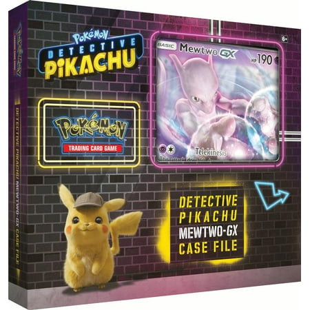 Detective Pikachu Pokemon Trading Cards- Mewtwo-Gx Case File + 6 Booster Pack + A Foil Promo Gx Card + A Oversize Gx Foil