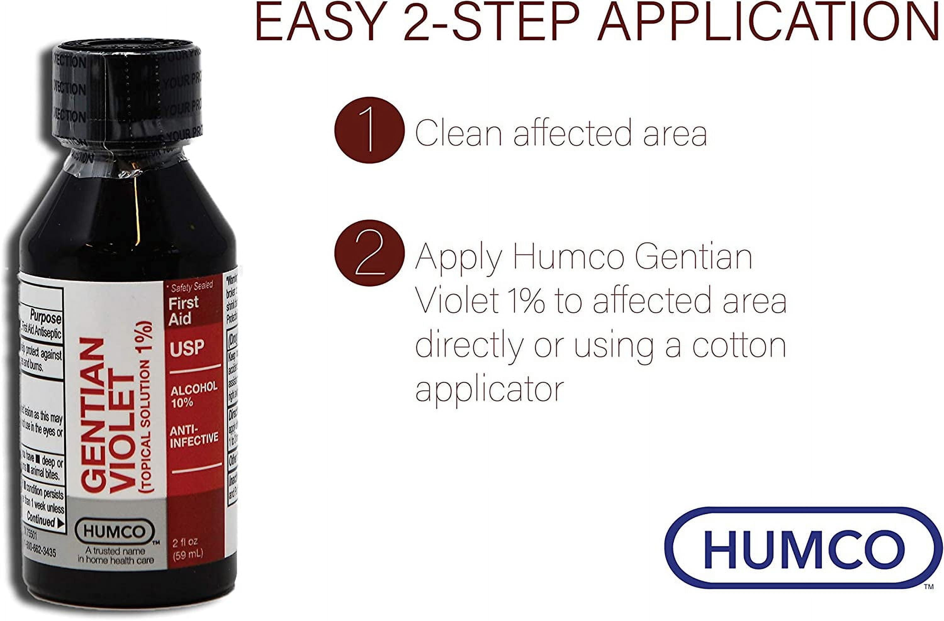 6 Pack - Humco Gentian Violet Topical Solution 2% 2 oz