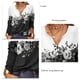 thumbnail image 4 of Blusa estampada de manga larga con escote en V para mujer: ropa informal elegante y chic, color negro, talla S, 4 of 5
