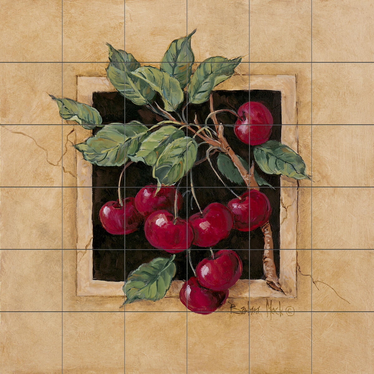 24 x 12 Kitchen-Bathroom-Shower Tile Mural Ceramic Tile MuraL BacksplashKitchen,Bowles of Cherries