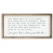 Love Grows Best In Houses Rustic Framed Wood Farmhouse Wall Sign 9x18