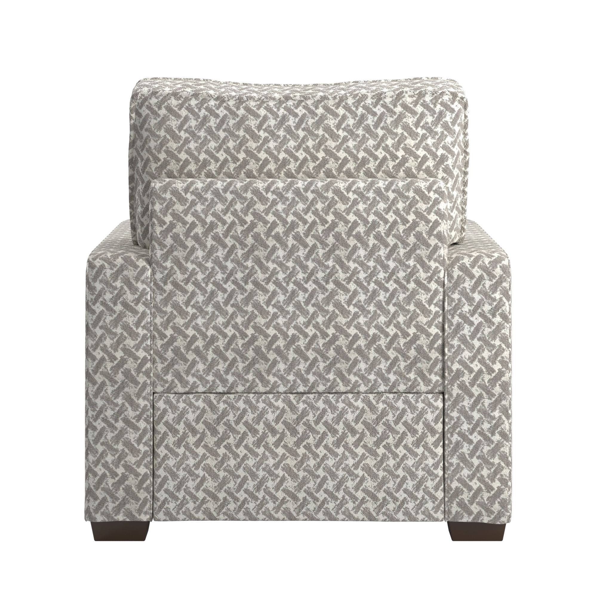 Weston Home Svolvar Modern Fabric Upholstered Square Arm Accent Chair, White/Gray Herringbone Pattern Fabric