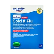 Equate Maximum Strength Nighttime Cold & Flu Softgels, 24 Count
