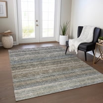 Addison Rugs Chantille Indoor/Outdoor Transitional Stripes Taupe Washable Rectangle Rug, 8' x 10'