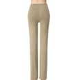 thumbnail image 6 of High Waist Wide Leg Yoga Pants Women Tummy Control Bootcut Flare Lounge Leggings Comfy Loose Casual Workout Drawstring Khaki, 6 of 7