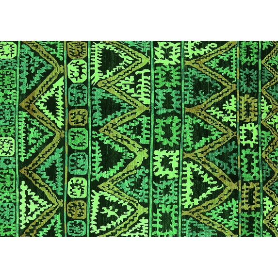 Ahgly Company Indoor Rectangle Solid Green Modern Area Rugs, 7' x 10'