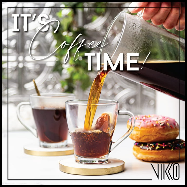 Vikko Taza de café transparente, tazas de café de vidrio transparente de  10.75 onzas, taza de café, …Ver más Vikko Taza de café transparente, tazas  de