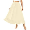thumbnail image 5 of QATAINLAV Womens Tiered Flowy Pleated Maxi Skirts Casual High Waisted Drawstring A Line Long Skirt Beach Vacation Clothes, Beige, XXL, Birthday Gifts, 5 of 8