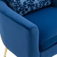 thumbnail image 5 of Modern Velvet Accent Chair with Waist Pillow, Mid Century Modern Upholstered Armchair with Headrest & Padded Seat & Gold Metel Legs, Living Room Chair Vanity Chair for Home Office, Navy, 5 of 7