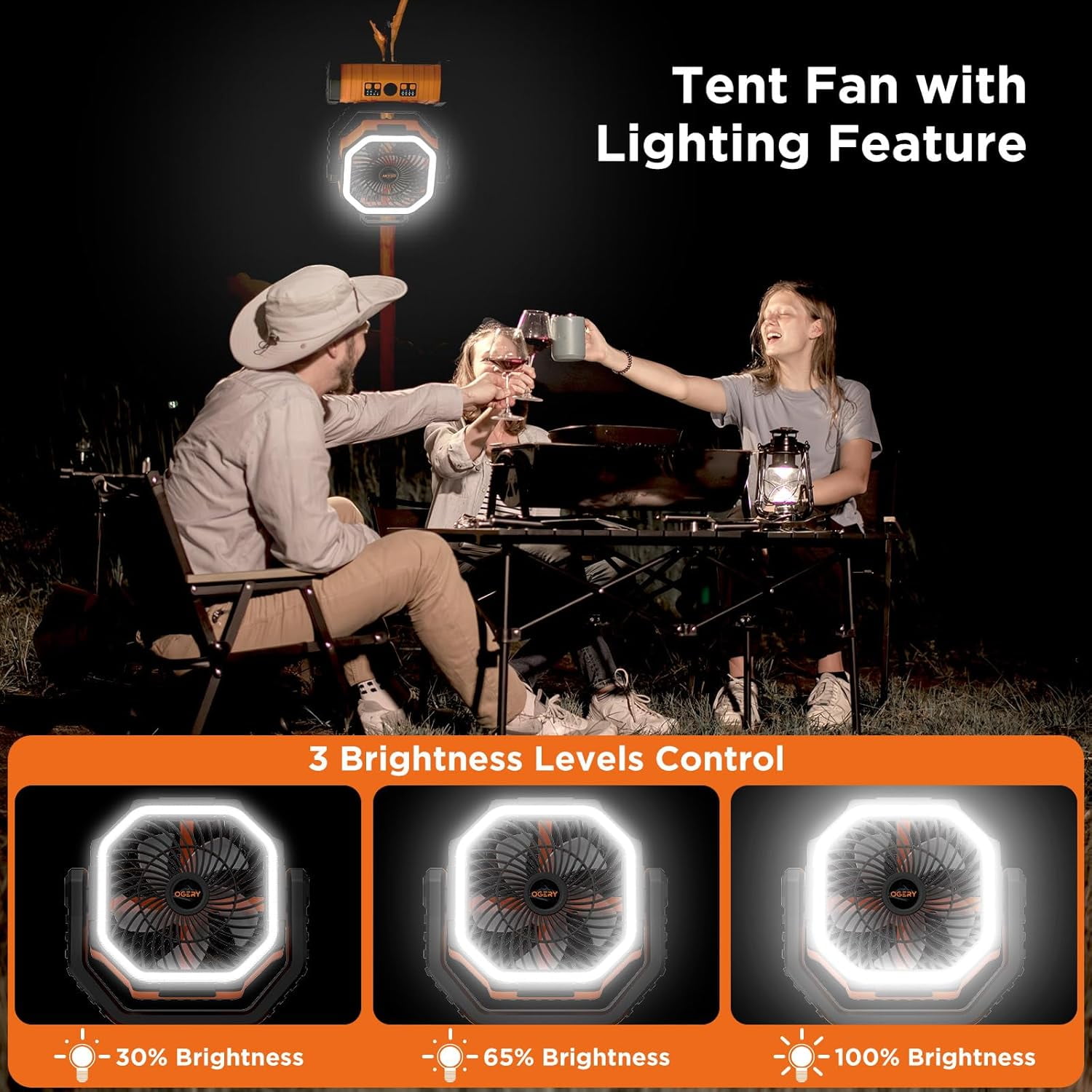 F6 Camping Fan, Portable Battery Powered Fan with 20000mAh Rechargeable Battery, LED Lantern, Remote & Oscillating - 4 Speed for Tent, Travel, Bedroom, Car, Outdoor Camping Essentials