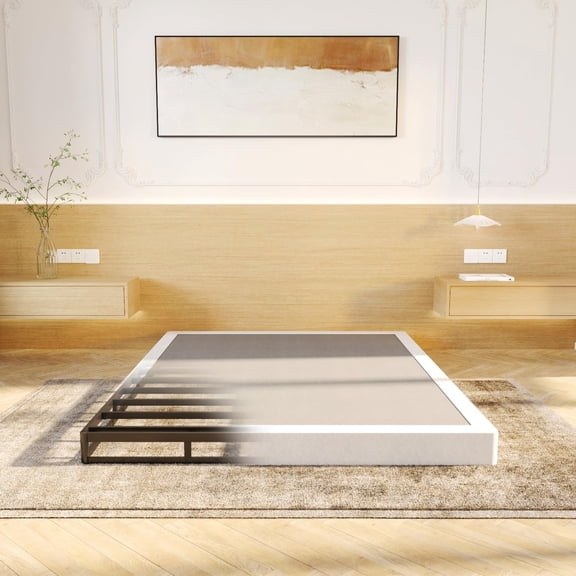 3 Inch Box Spring Queen Size Heavy Duty Metal Bed Base with Fabric Cover | Box Springs for Queen Bed, Mattress Foundation, Non-Slip, No Noise,Tool-Free Easy Assembly