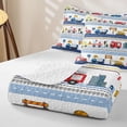 thumbnail image 4 of Homewish City Vehicle Striped Twin Quilt Set For Boys And Girls,Red Yellow Blue Emergency Truck Twin Coverlet Set,2 Pieces, 4 of 7