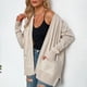 thumbnail image 2 of Cárdigan de punto para mujer, color albaricoque, suave, informal, con frente abierto, suéter de punto, cárdigan de otoño, abrigo con bolsillo, albaricoque S, 2 of 8