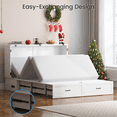thumbnail image 4 of Puremind Queen Size Murphy Bed with Mattress, Murphy Cube Cabinet Bed with USB Charging Station and Storage Drawer, Murphy Chest Bed for Guest Room/Home/Office, White, 4 of 7