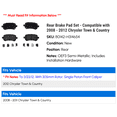 thumbnail image 2 of Rear Brake Pad Set - Compatible with 2008 - 2012 Chrysler Town & Country 2009 2010 2011, 2 of 2