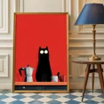 thumbnail image 2 of Black Cat Coffee Poster, Red Kitchen Wall Art, Funny Minimalist Cat Print, Moka, Matte Canvas Stretched, Posters for Room Bedroom Living Room Bathroom Wall Decor, Posters & Art Prints, Gift., 2 of 7
